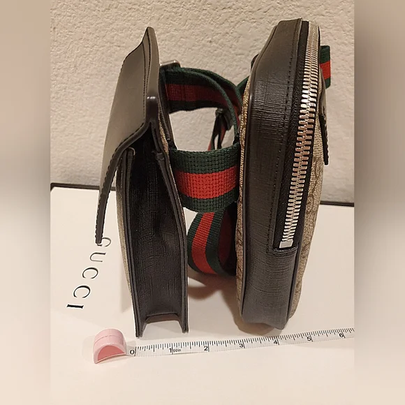 LIKE NEW- Gucci Double Web Belt Bag - Picture 14 of 16
